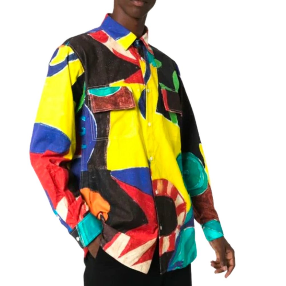 Jacquemus | Felix Cotton Corduroy Shirt In Multicolored Abstract Print NWOT